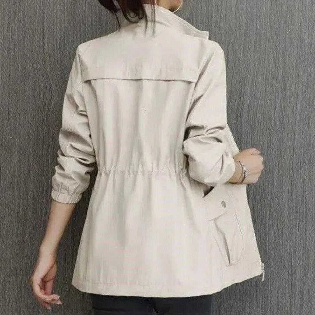 Cropped Drawstring-Waist Bomber Jacket for Women