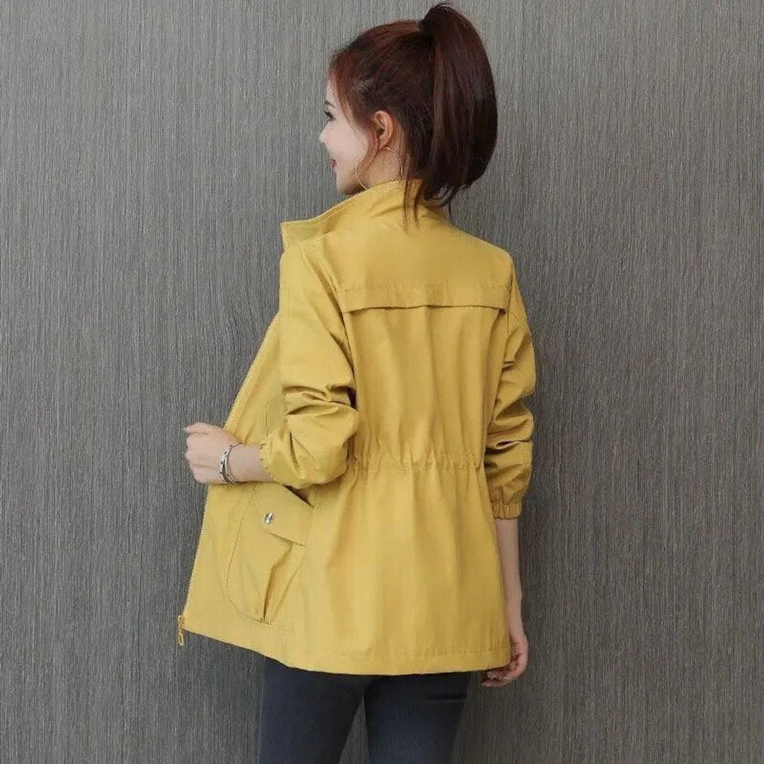 Cropped Drawstring-Waist Bomber Jacket for Women