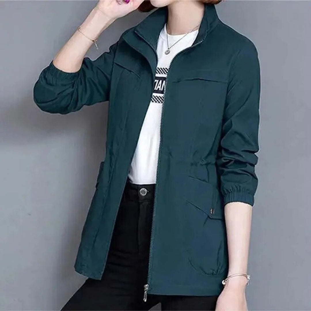 Cropped Drawstring-Waist Bomber Jacket for Women