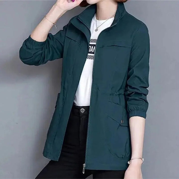 Cropped Drawstring-Waist Bomber Jacket for Women