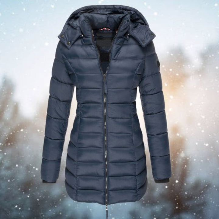 Channel-Quilted Long Puffer Coat for Women