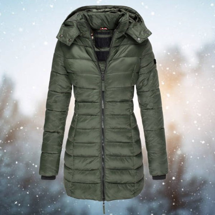 Channel-Quilted Long Puffer Coat for Women