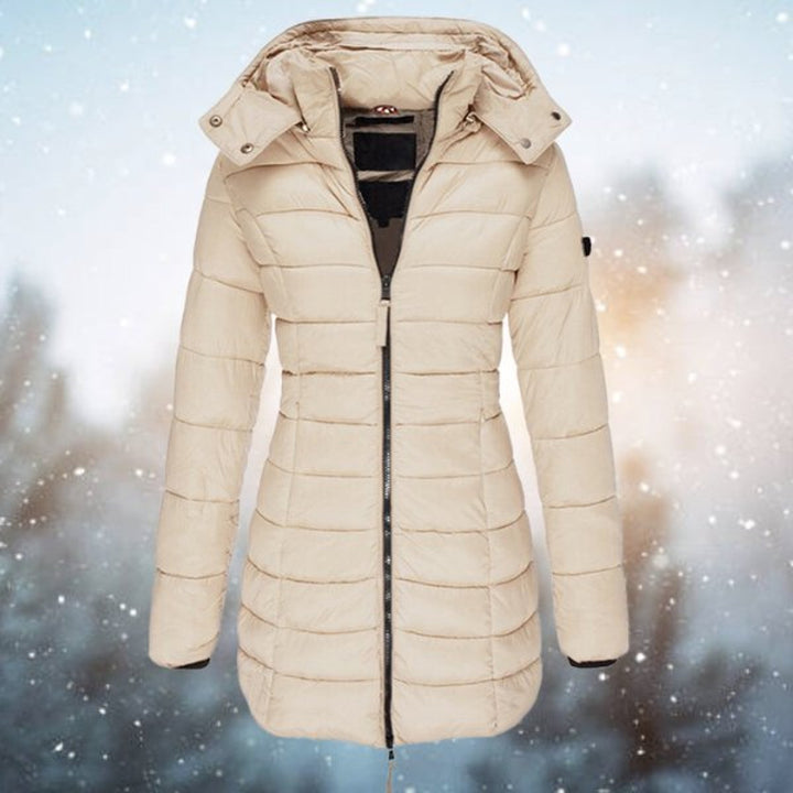 Channel-Quilted Long Puffer Coat for Women
