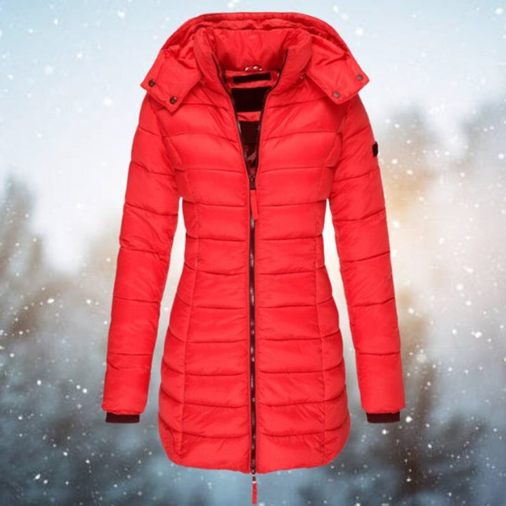 Channel-Quilted Long Puffer Coat for Women