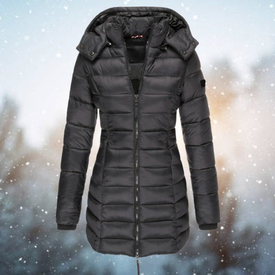 Channel-Quilted Long Puffer Coat for Women
