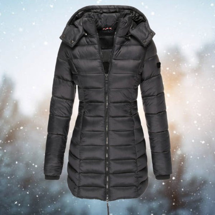 Channel-Quilted Long Puffer Coat for Women