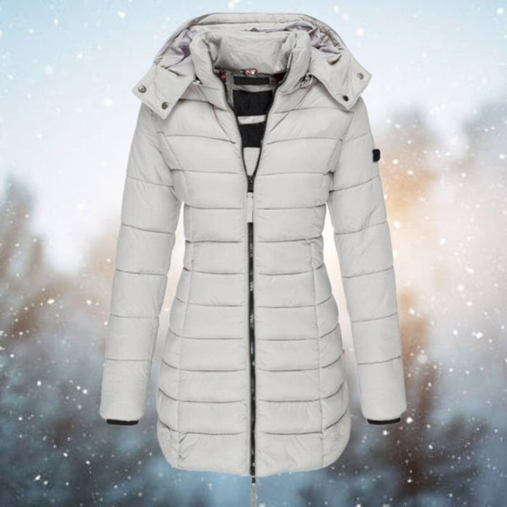 Channel-Quilted Long Puffer Coat for Women