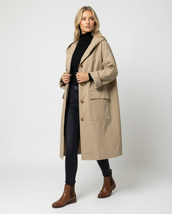 Waterproof Hooded Trench Coat for Women