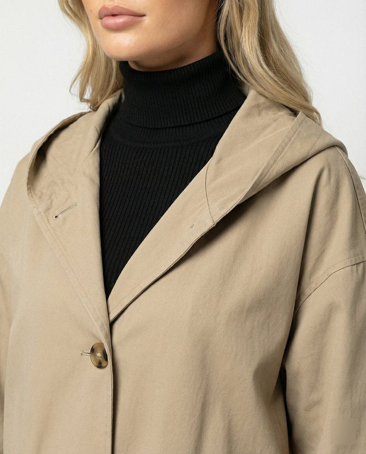 Waterproof Hooded Trench Coat for Women