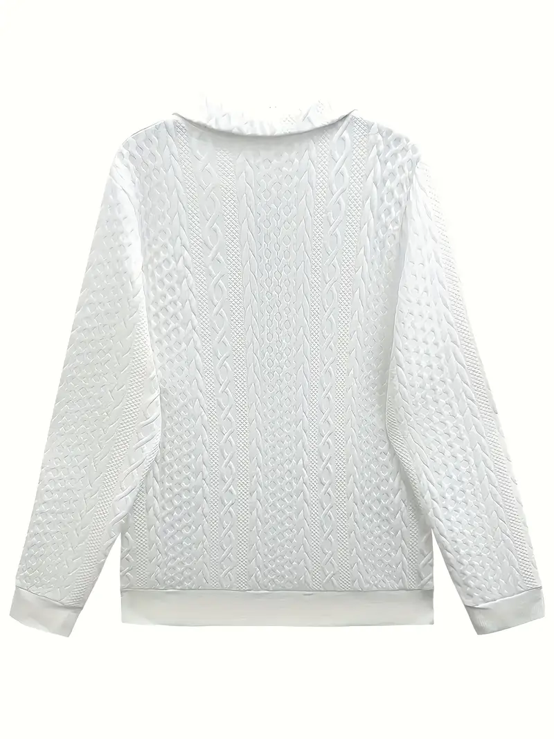 Cable textured zip up hooded jacket for women